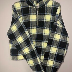 Plaid Quarter Zip Sweater